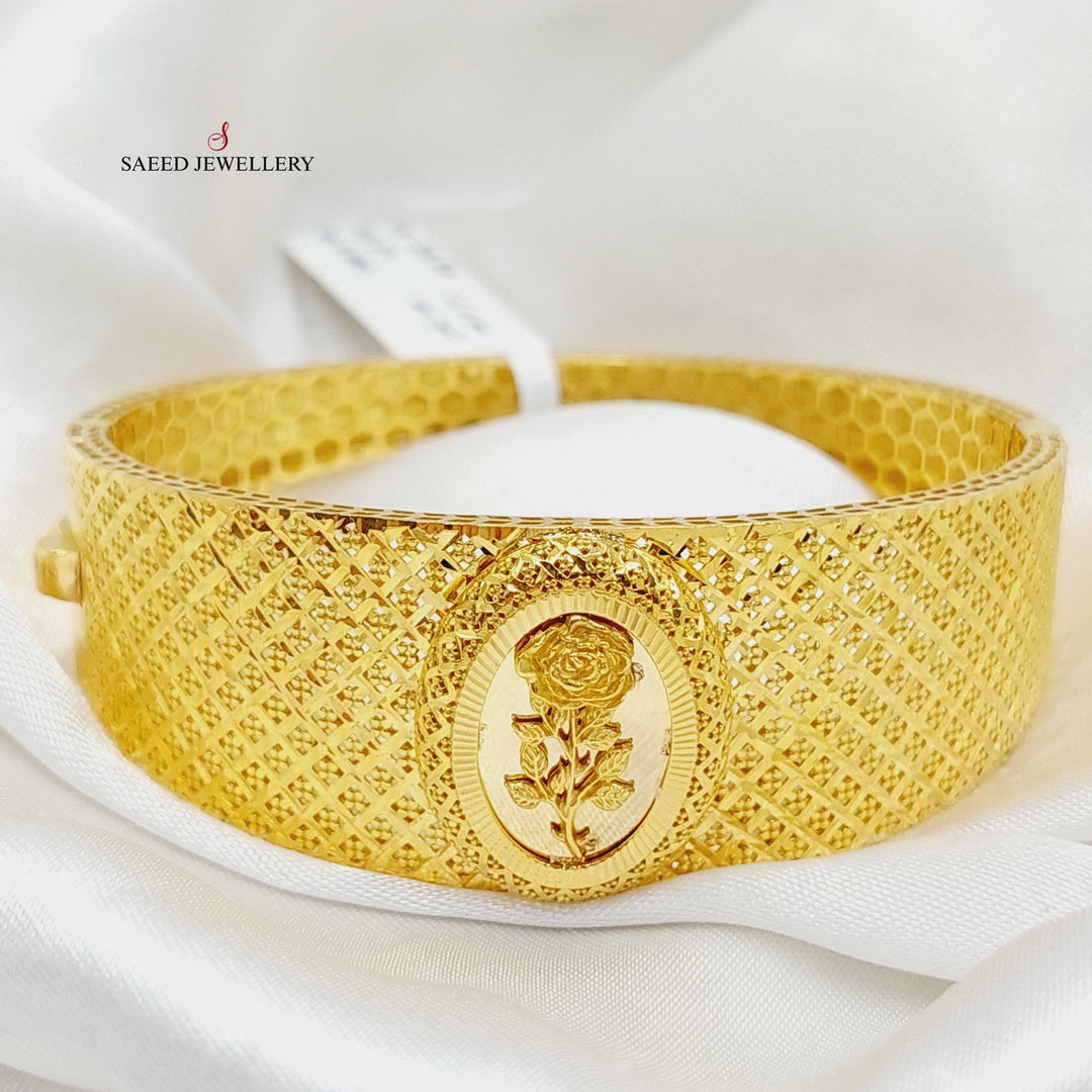 Engraved Ounce Bangle Bracelet  Made Of 21K Yellow Gold by Saeed Jewelry-29292