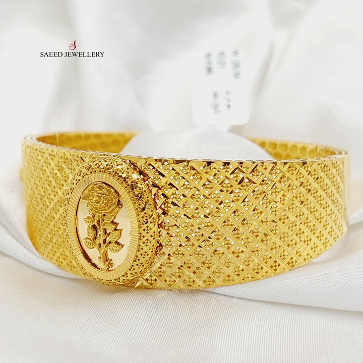 Engraved Ounce Bangle Bracelet  Made Of 21K Yellow Gold by Saeed Jewelry-29292