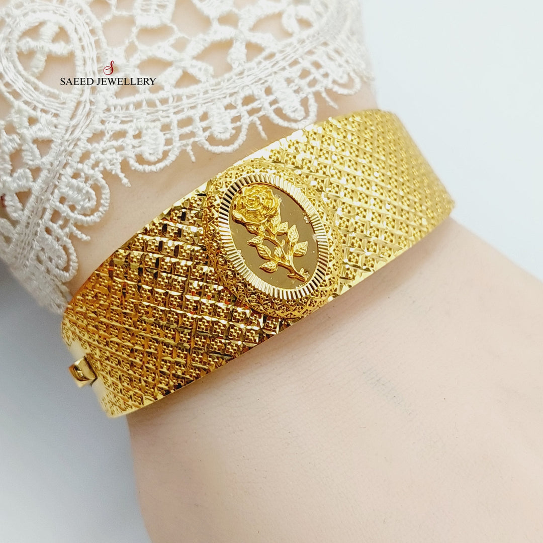 Engraved Ounce Bangle Bracelet  Made Of 21K Yellow Gold by Saeed Jewelry-29292