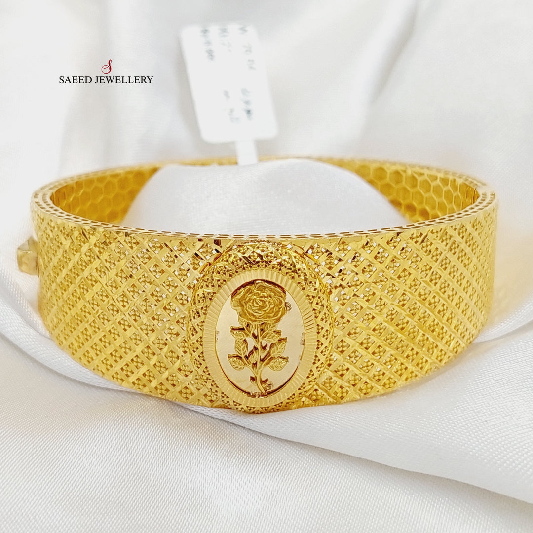 Engraved Ounce Bangle Bracelet  Made Of 21K Yellow Gold by Saeed Jewelry-29292