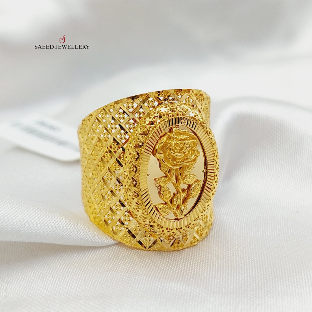 Engraved Ounce Ring  Made Of 21K Yellow Gold by Saeed Jewelry-29293