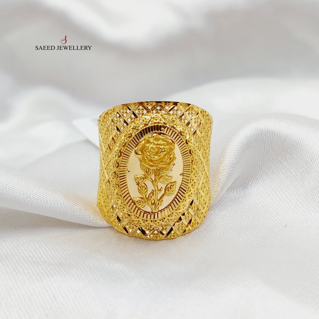 Engraved Ounce Ring  Made Of 21K Yellow Gold by Saeed Jewelry-29293
