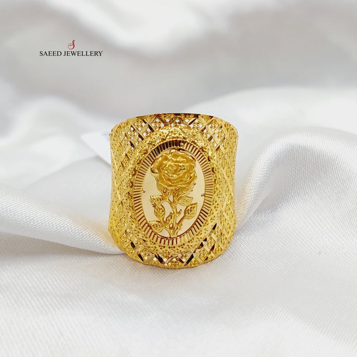 Engraved Ounce Ring  Made Of 21K Yellow Gold by Saeed Jewelry-29293