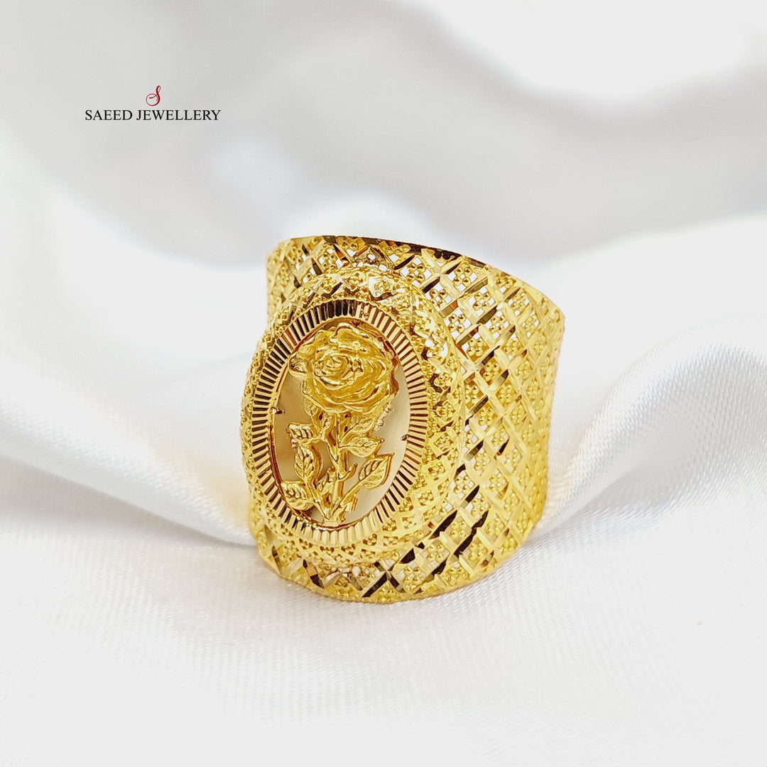 Engraved Ounce Ring  Made Of 21K Yellow Gold by Saeed Jewelry-29293