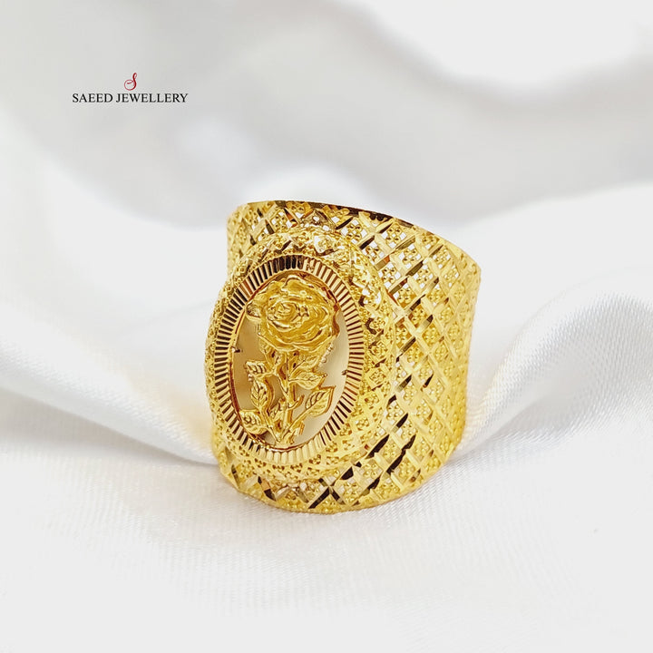 Engraved Ounce Ring  Made Of 21K Yellow Gold by Saeed Jewelry-29293