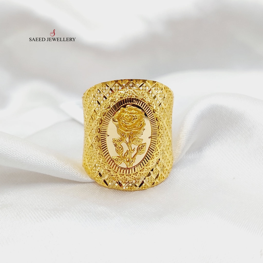 Engraved Ounce Ring  Made Of 21K Yellow Gold by Saeed Jewelry-29293