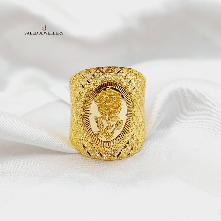 Engraved Ounce Ring  Made Of 21K Yellow Gold by Saeed Jewelry-29293