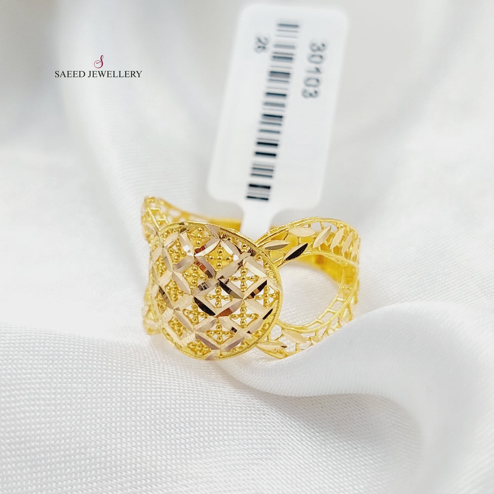 Engraved Ounce Ring  Made Of K Yellow Gold by Saeed Jewelry-30103