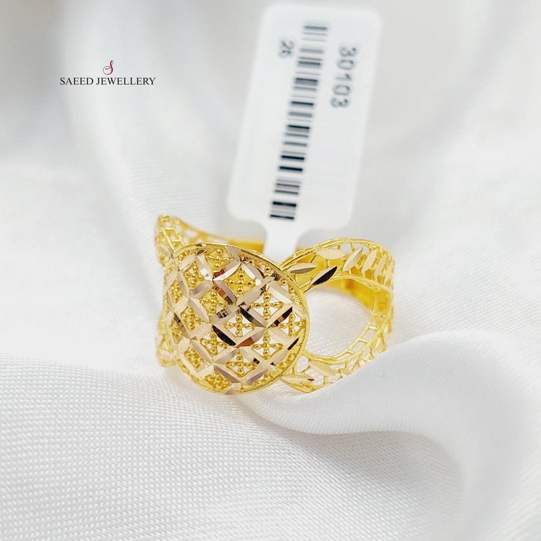 Engraved Ounce Ring  Made Of K Yellow Gold by Saeed Jewelry-30103