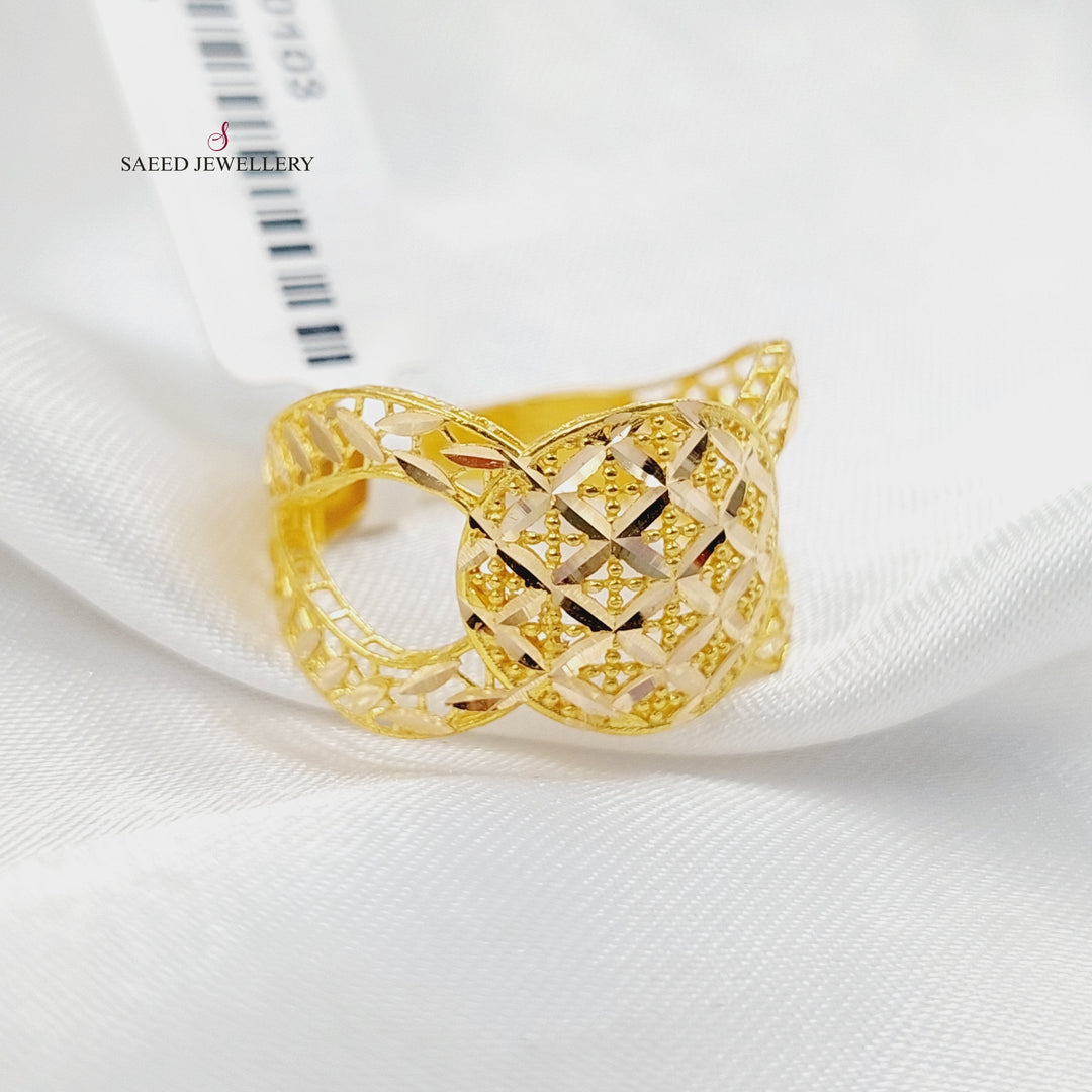 Engraved Ounce Ring  Made Of K Yellow Gold by Saeed Jewelry-30103