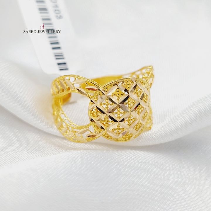 Engraved Ounce Ring  Made Of K Yellow Gold by Saeed Jewelry-30103