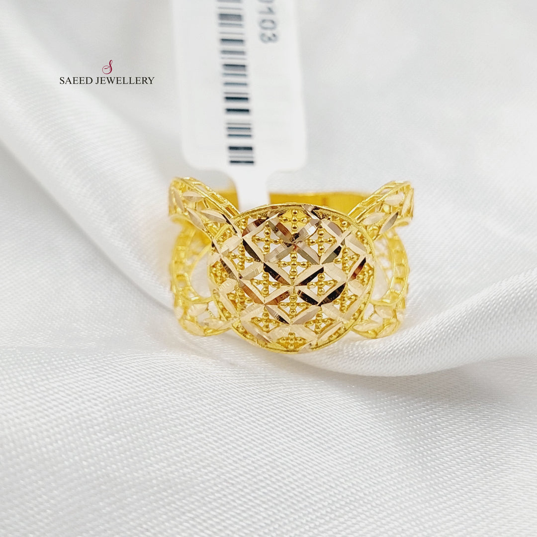Engraved Ounce Ring  Made Of K Yellow Gold by Saeed Jewelry-30103