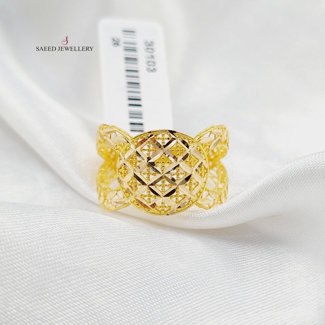 Engraved Ounce Ring  Made Of K Yellow Gold by Saeed Jewelry-30103