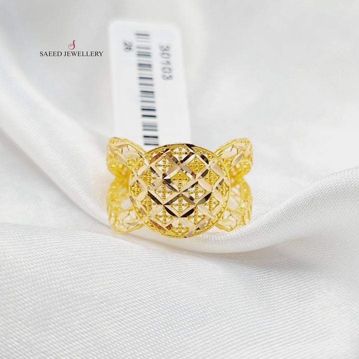 Engraved Ounce Ring  Made Of K Yellow Gold by Saeed Jewelry-30103