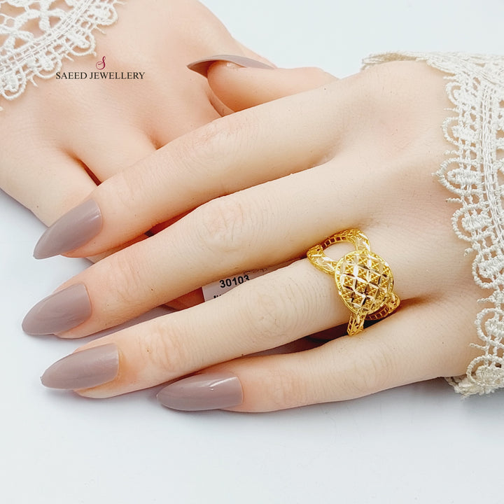 Engraved Ounce Ring  Made Of K Yellow Gold by Saeed Jewelry-30103