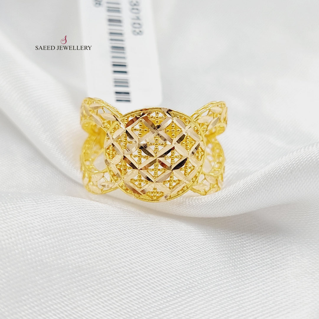 Engraved Ounce Ring  Made Of K Yellow Gold by Saeed Jewelry-30103