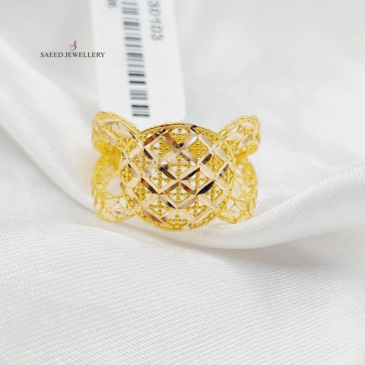 Engraved Ounce Ring  Made Of K Yellow Gold by Saeed Jewelry-30103