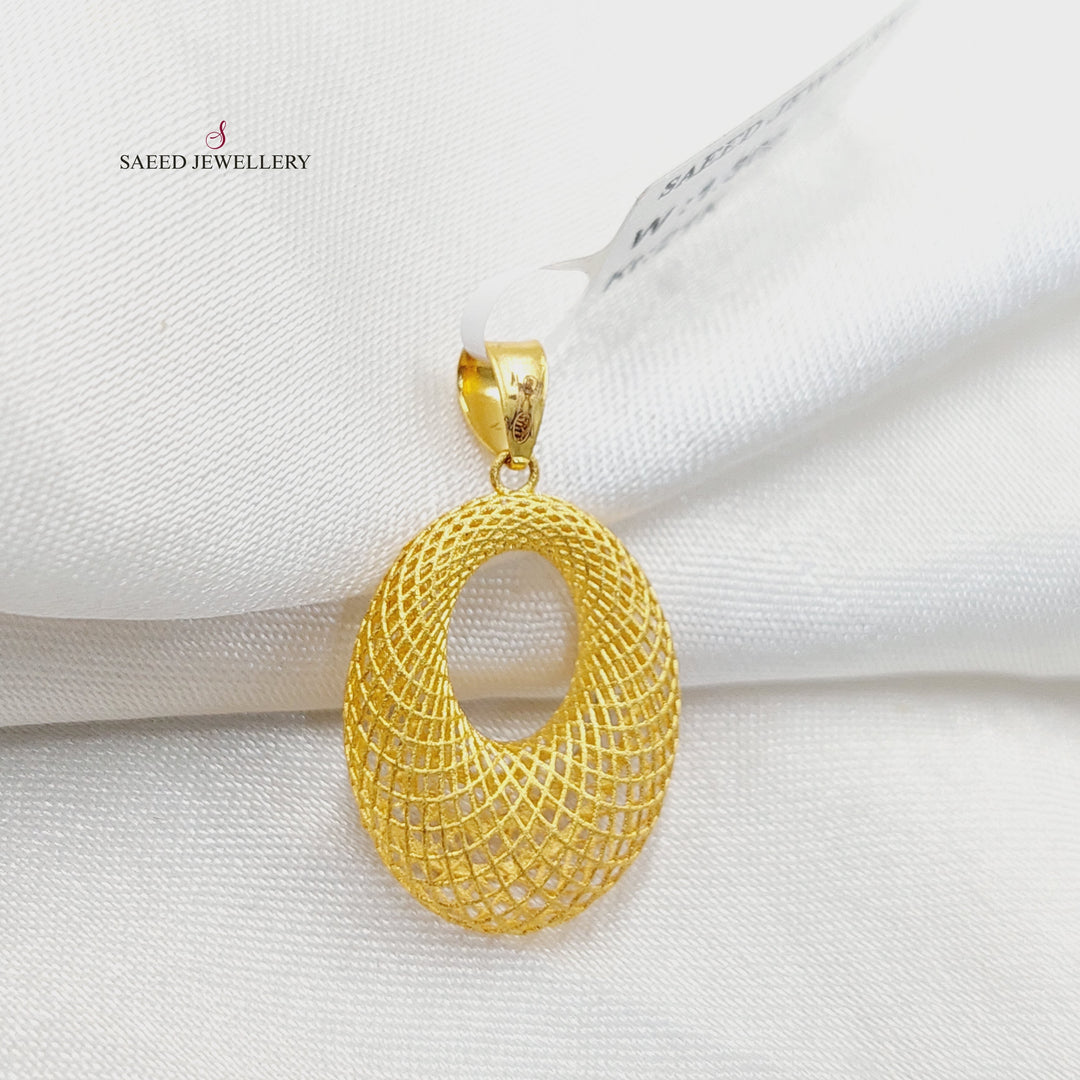 Engraved Pendant  Made of 21K Yellow Gold by Saeed Jewelry-30949