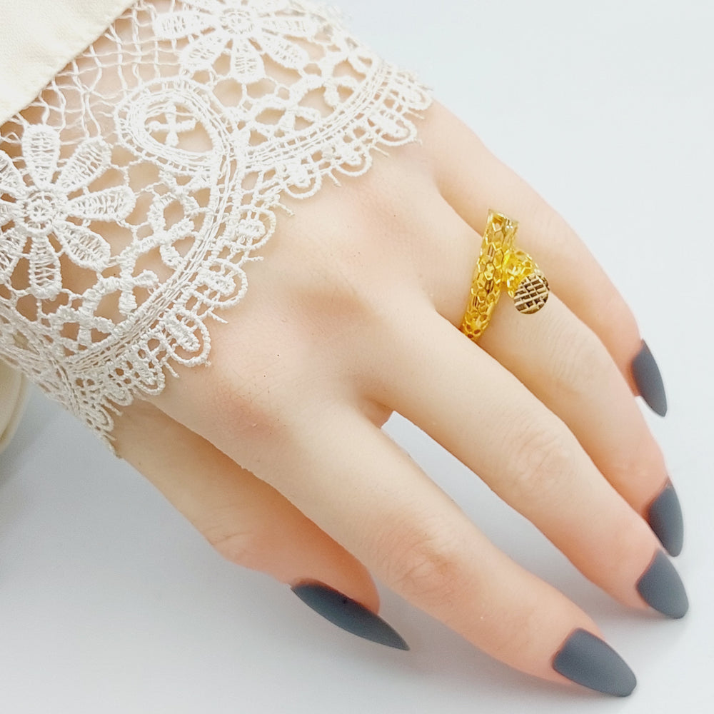 Engraved Ring Made Of 21 Yellow Gold by Saeed Jewelry-27541