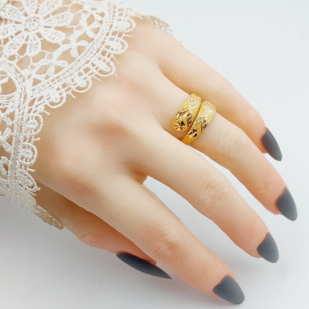 Engraved Ring Made Of 21K Yellow Gold by Saeed Jewelry-27591