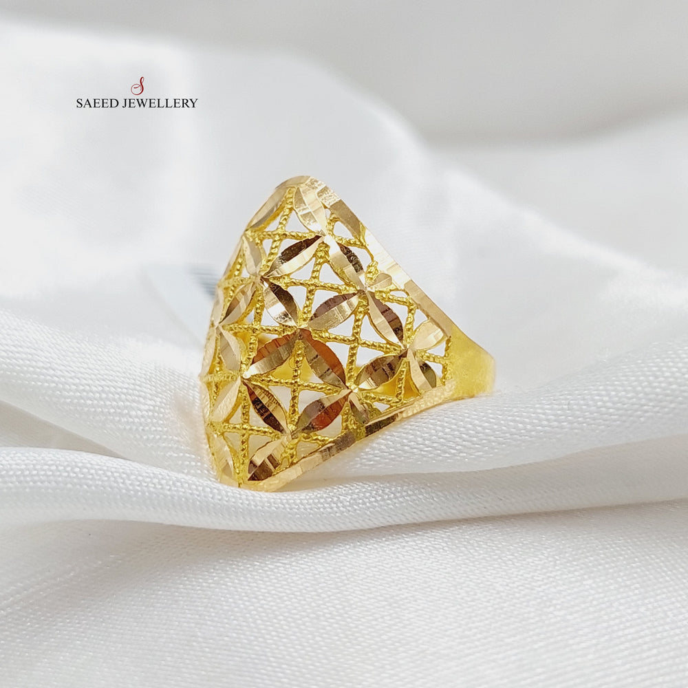 Engraved Ring Made Of 21K Yellow Gold by Saeed Jewelry-27611