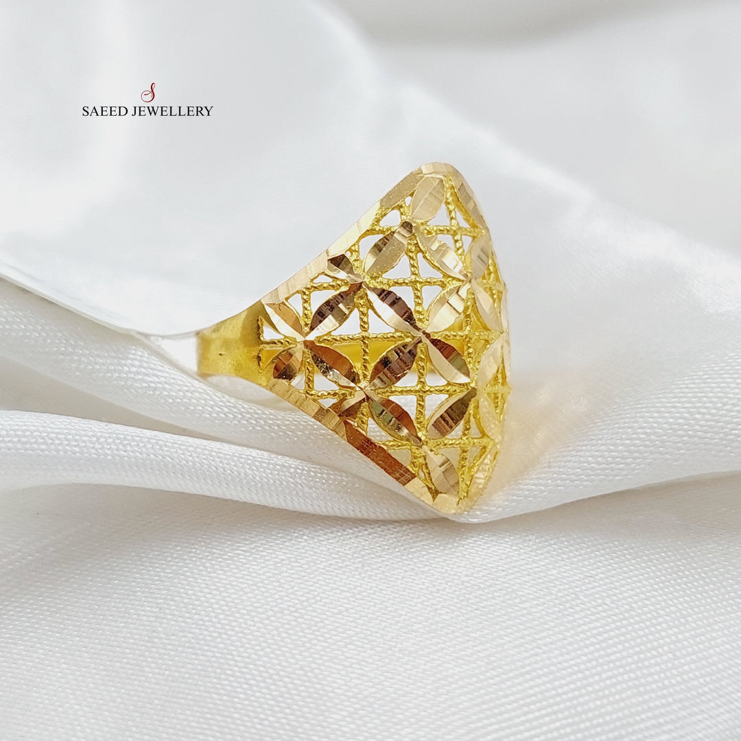 Engraved Ring Made Of 21K Yellow Gold by Saeed Jewelry-27611