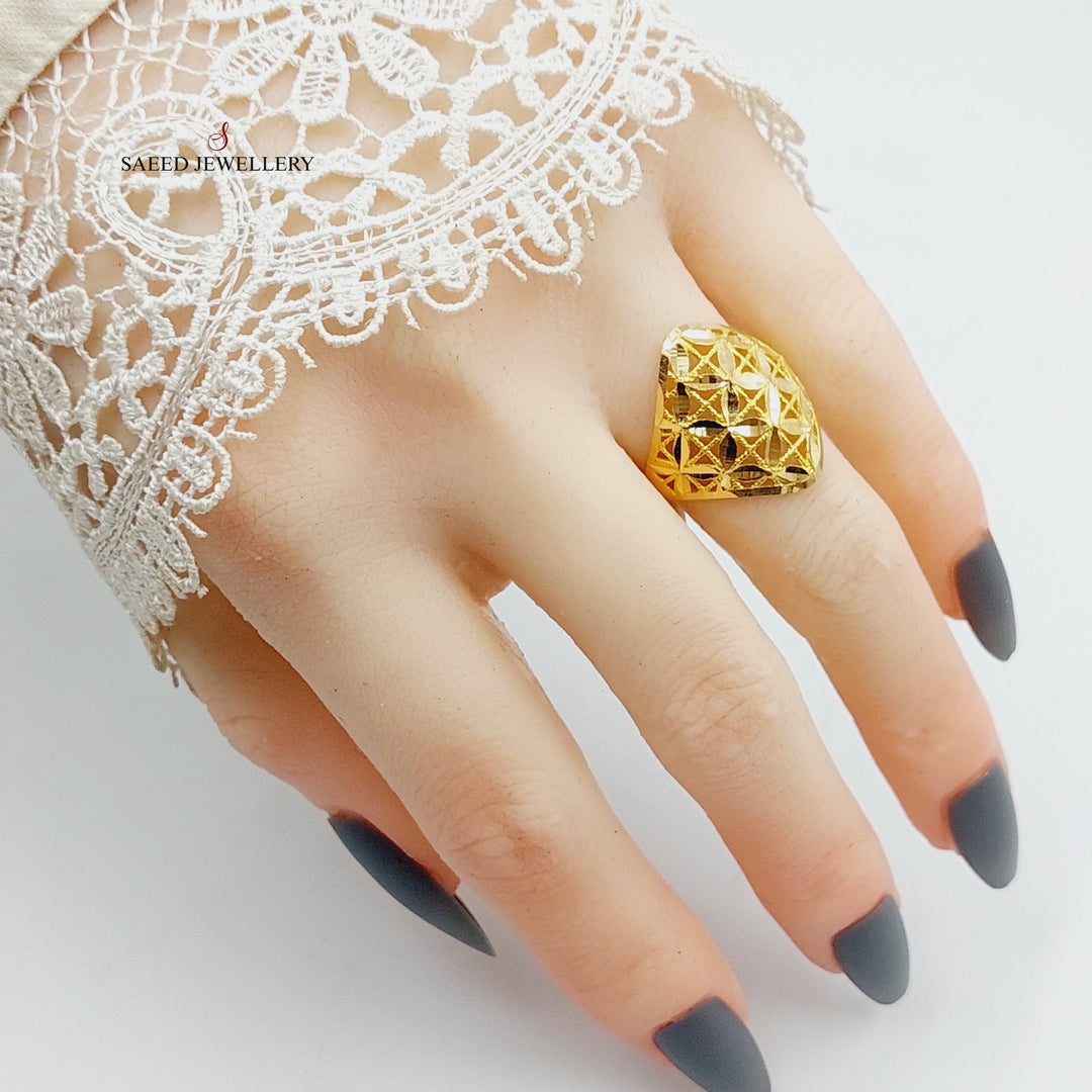 Engraved Ring Made Of 21K Yellow Gold by Saeed Jewelry-27611