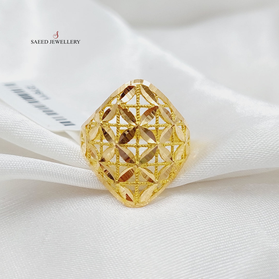Engraved Ring Made Of 21K Yellow Gold by Saeed Jewelry-27611