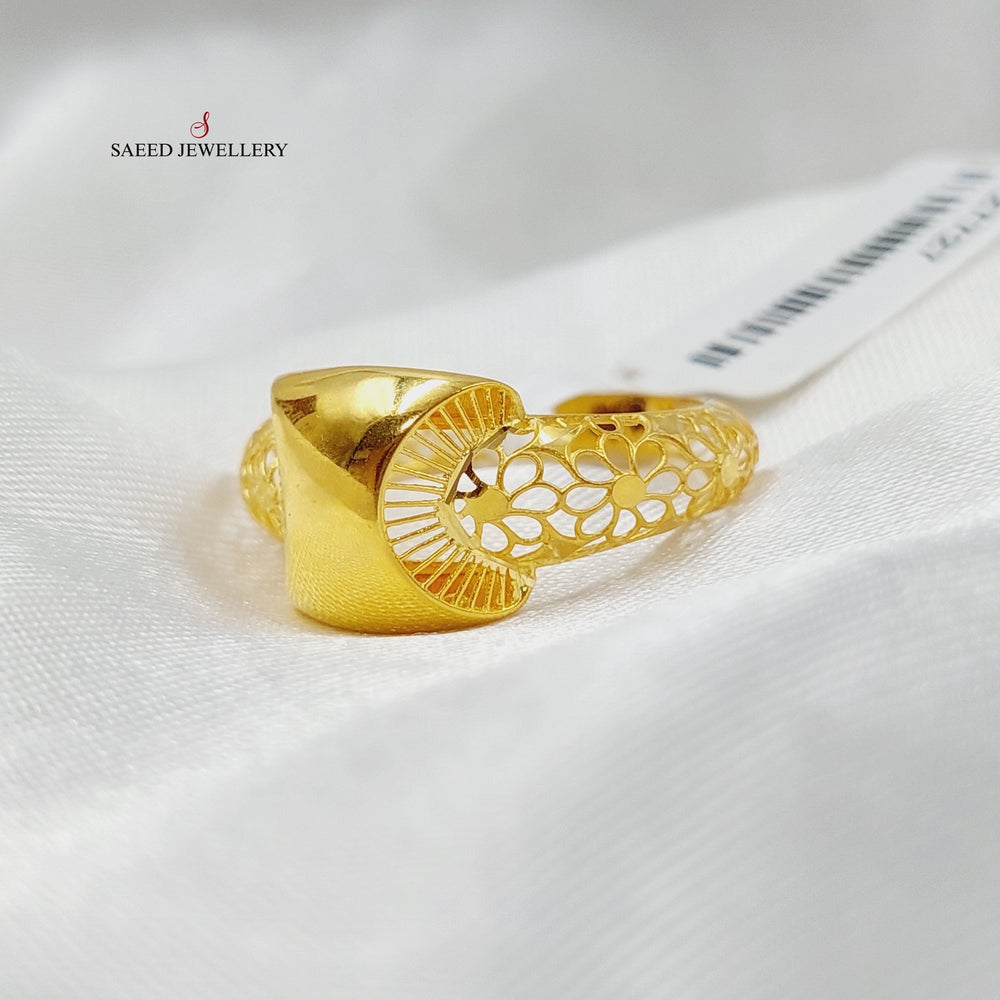 Engraved Ring Made Of 21K Yellow Gold by Saeed Jewelry-27727