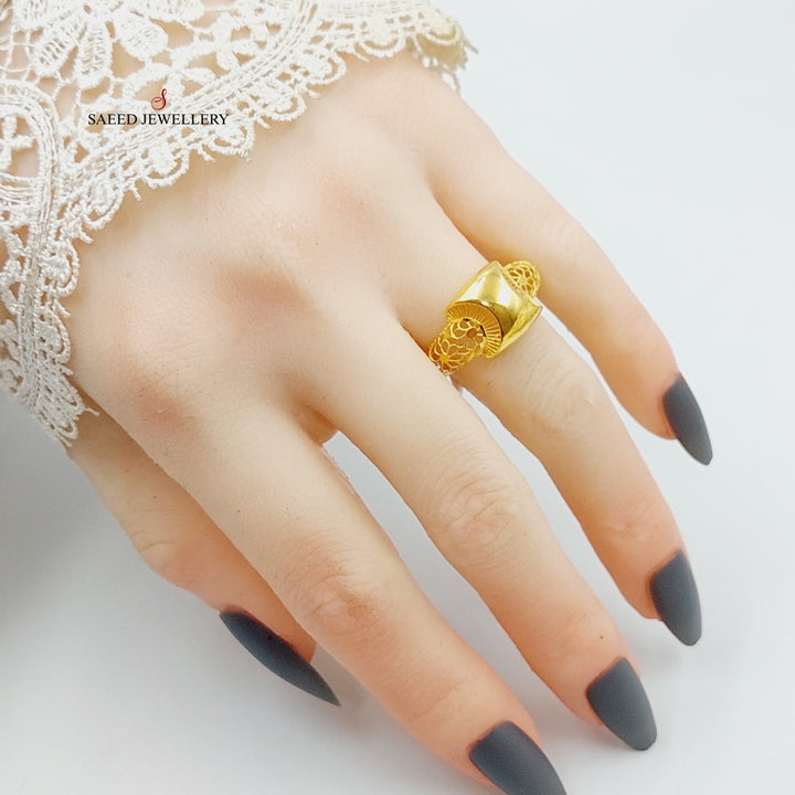 Engraved Ring Made Of 21K Yellow Gold by Saeed Jewelry-27727