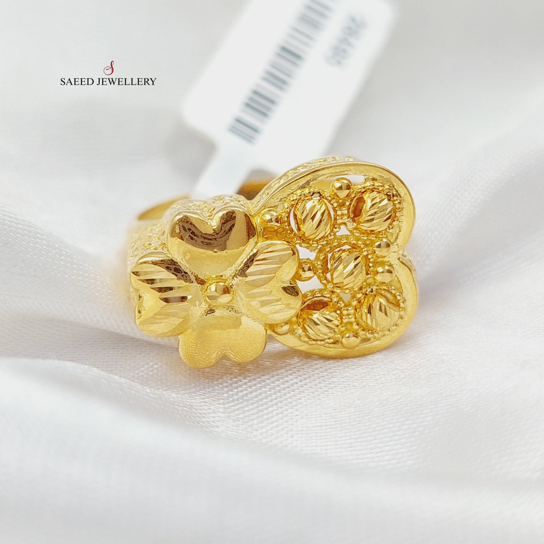 Engraved Ring Made Of 21K Yellow Gold by Saeed Jewelry-28495