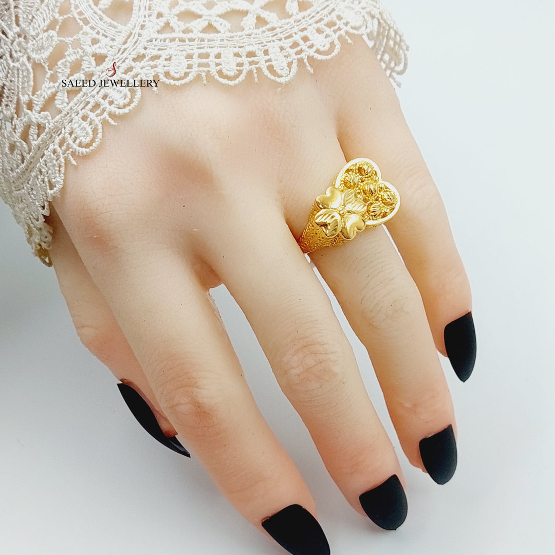 Engraved Ring Made Of 21K Yellow Gold by Saeed Jewelry-28495