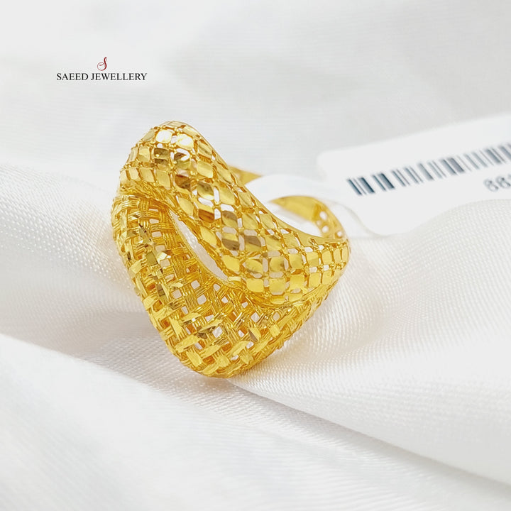 Engraved Ring Made Of 21K Yellow Gold by Saeed Jewelry-28499