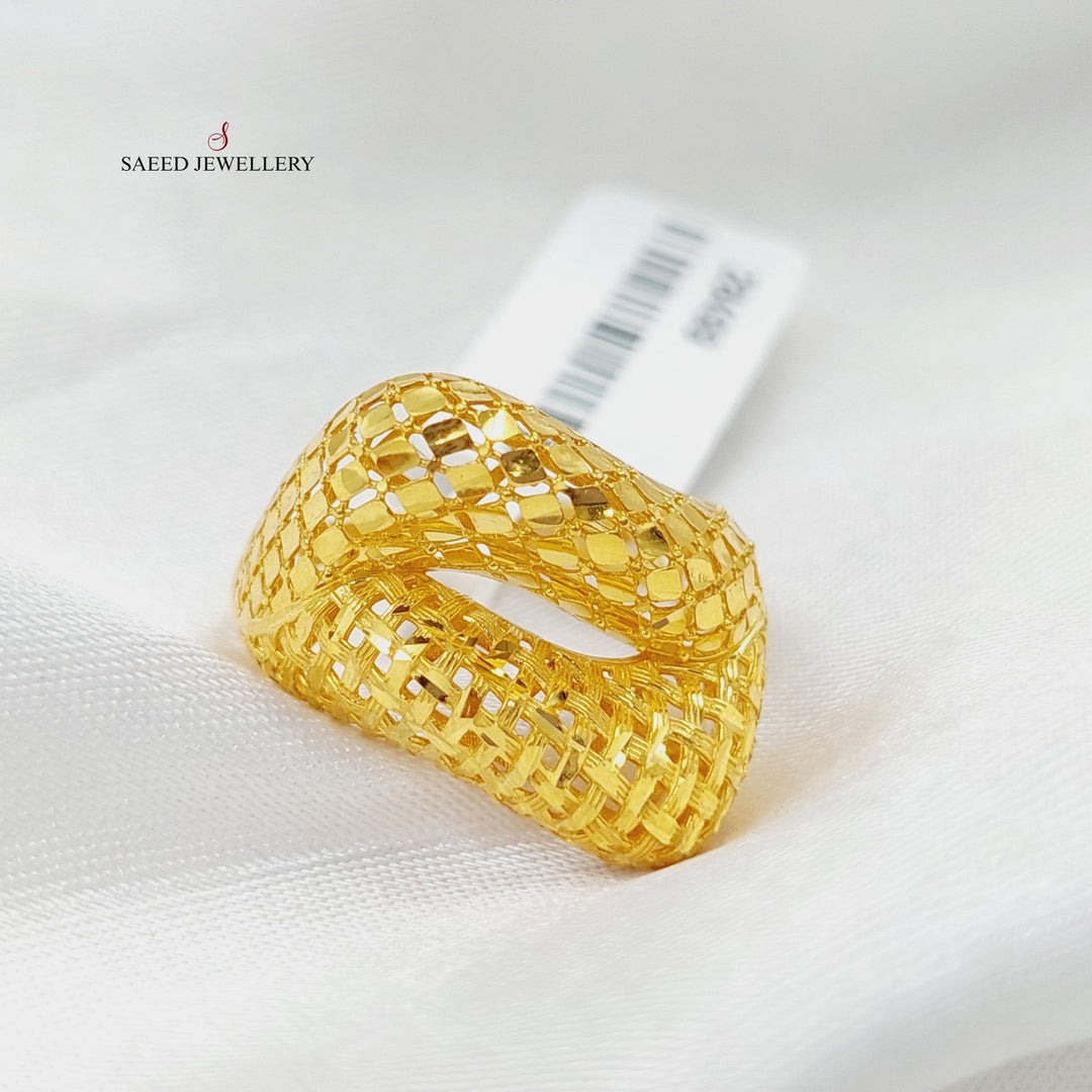 Engraved Ring Made Of 21K Yellow Gold by Saeed Jewelry-28499