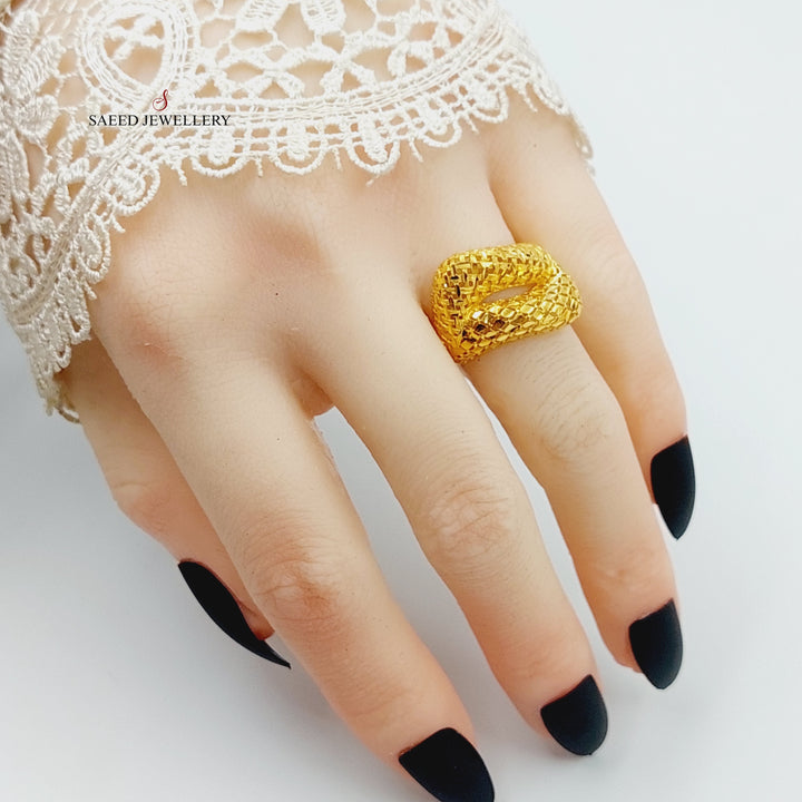 Engraved Ring Made Of 21K Yellow Gold by Saeed Jewelry-28499