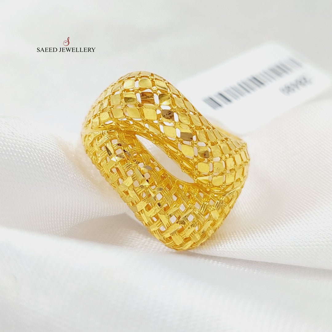 Engraved Ring Made Of 21K Yellow Gold by Saeed Jewelry-28499