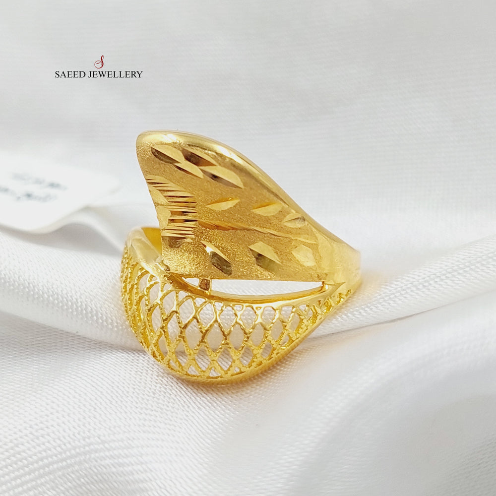 Engraved Ring Made Of 21K Yellow Gold by Saeed Jewelry-28502
