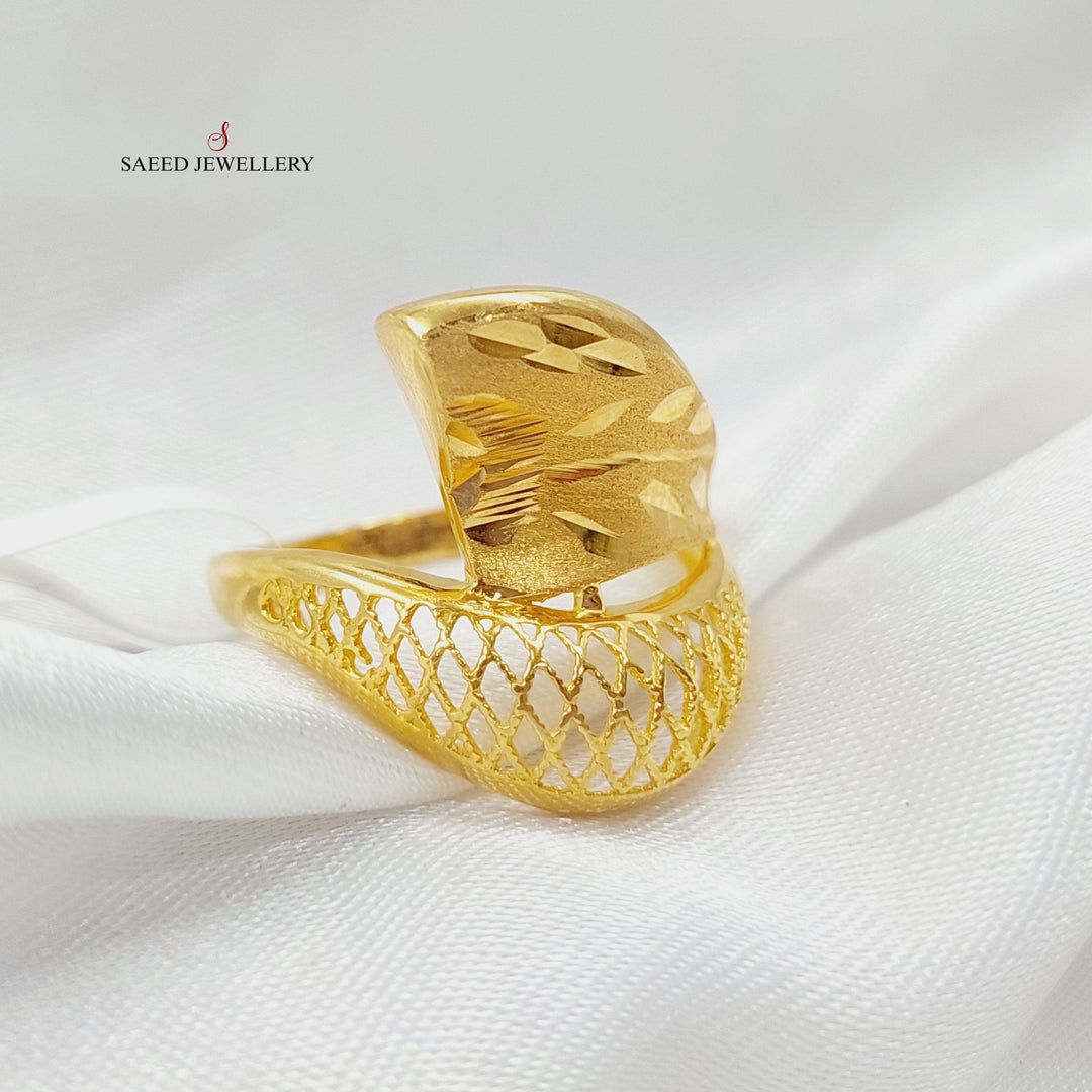 Engraved Ring Made Of 21K Yellow Gold by Saeed Jewelry-28502