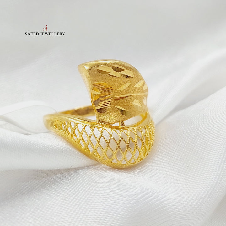 Engraved Ring Made Of 21K Yellow Gold by Saeed Jewelry-28502