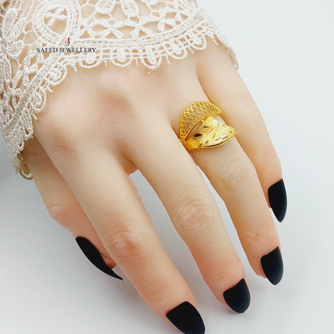 Engraved Ring Made Of 21K Yellow Gold by Saeed Jewelry-28502