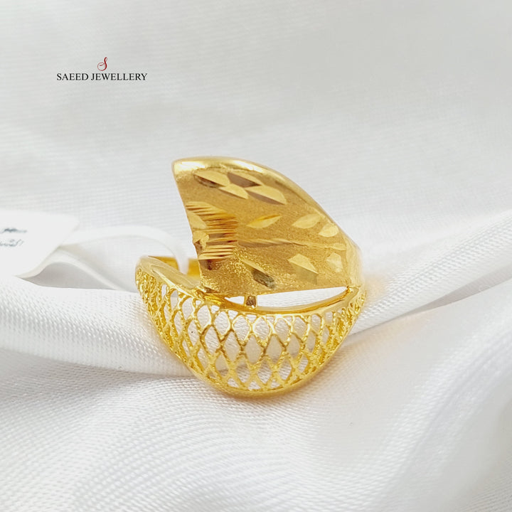 Engraved Ring Made Of 21K Yellow Gold by Saeed Jewelry-28502