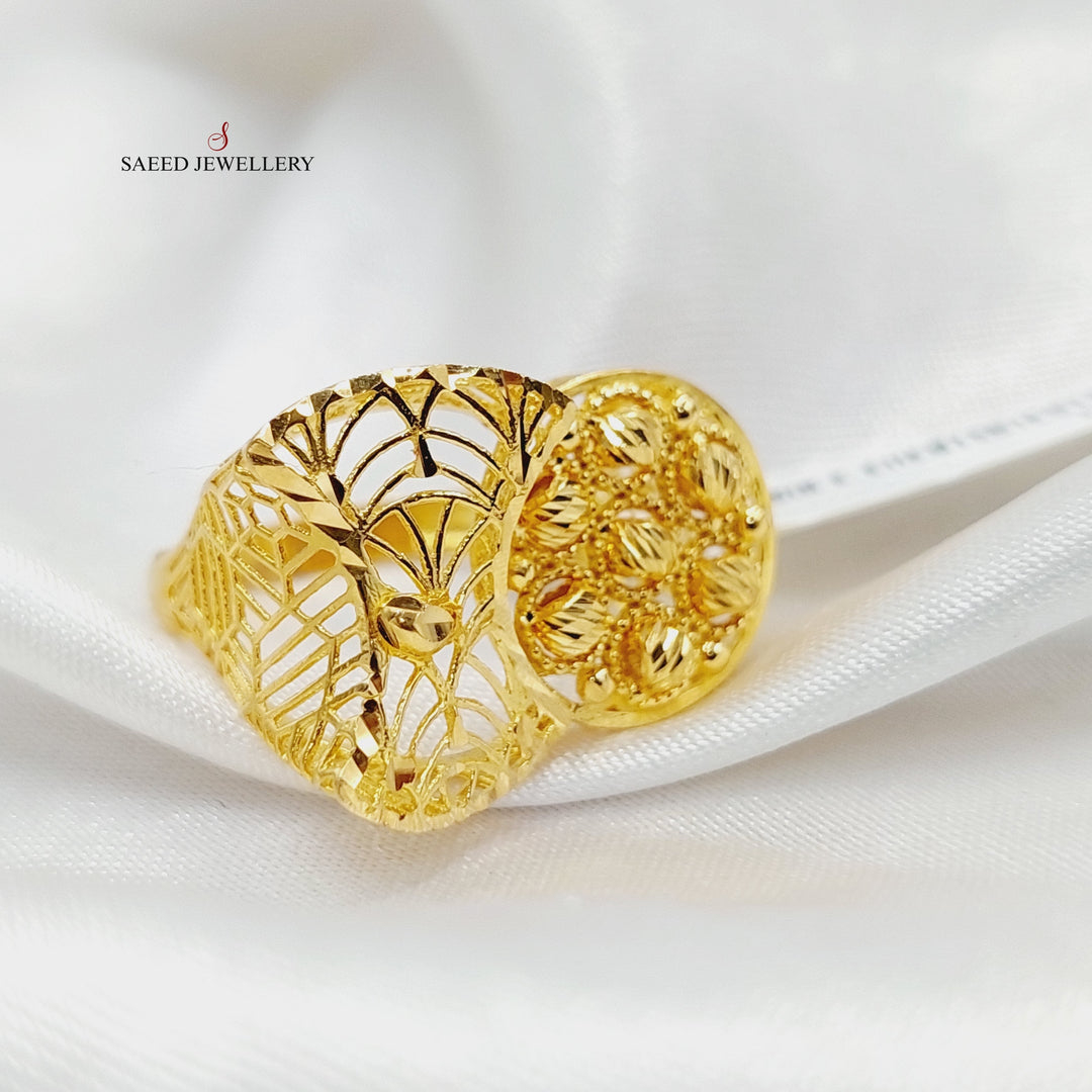 Engraved Ring  Made Of 21K Yellow Gold by Saeed Jewelry-29101