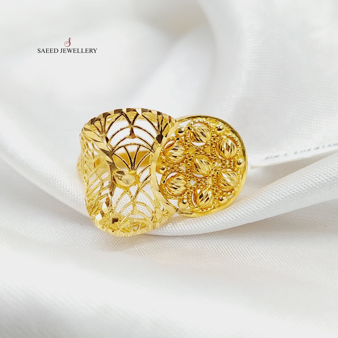 Engraved Ring  Made Of 21K Yellow Gold by Saeed Jewelry-29101