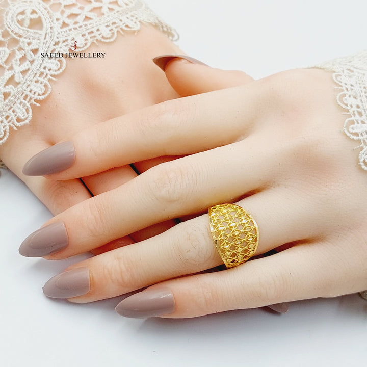 Engraved Ring  Made Of 21K Yellow Gold by Saeed Jewelry-29102