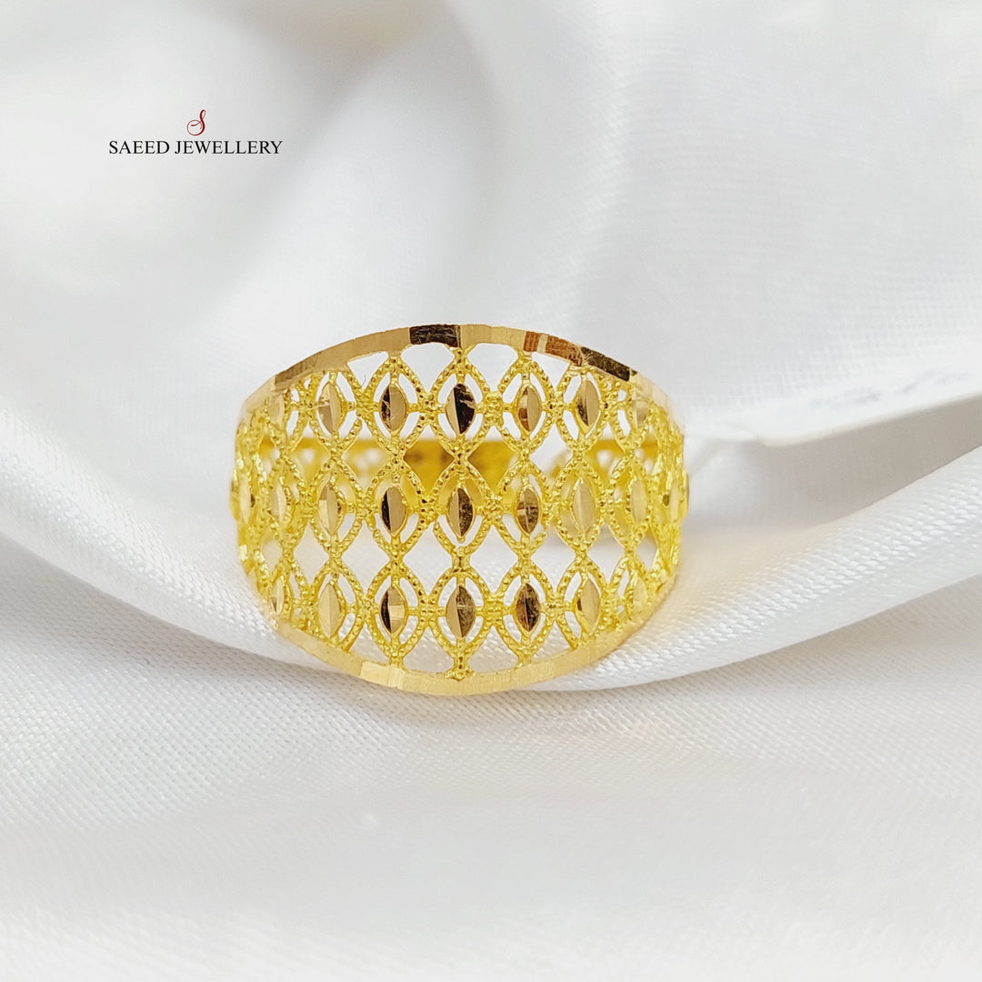 Engraved Ring  Made Of 21K Yellow Gold by Saeed Jewelry-29102
