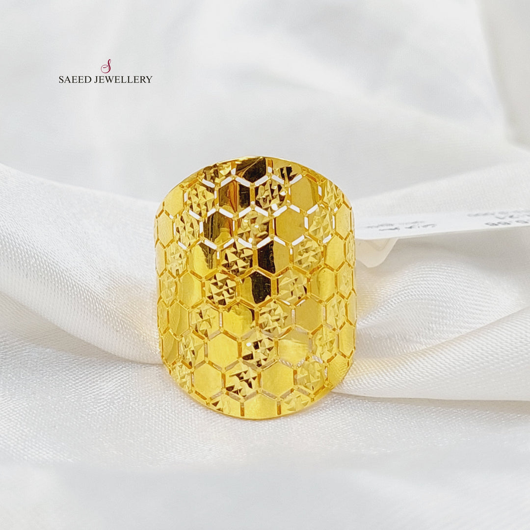 Engraved Ring  Made Of 21K Yellow Gold by Saeed Jewelry-29749