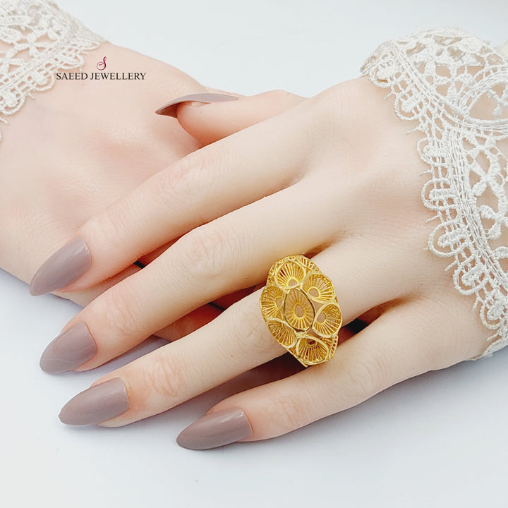 Engraved Ring  Made of 21K Yellow Gold by Saeed Jewelry-30950
