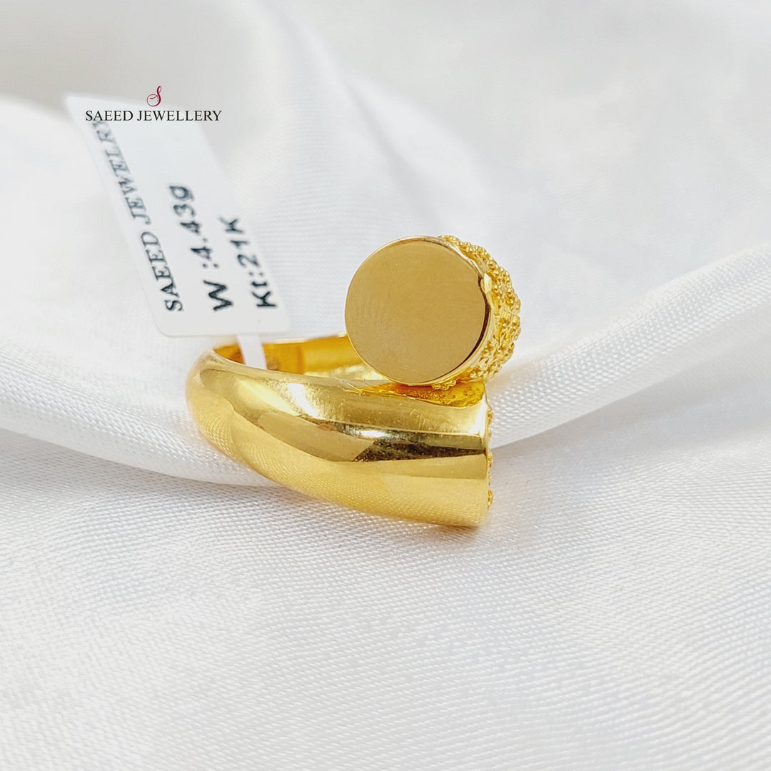 Engraved Ring  Made of 21K Yellow Gold by Saeed Jewelry-30996