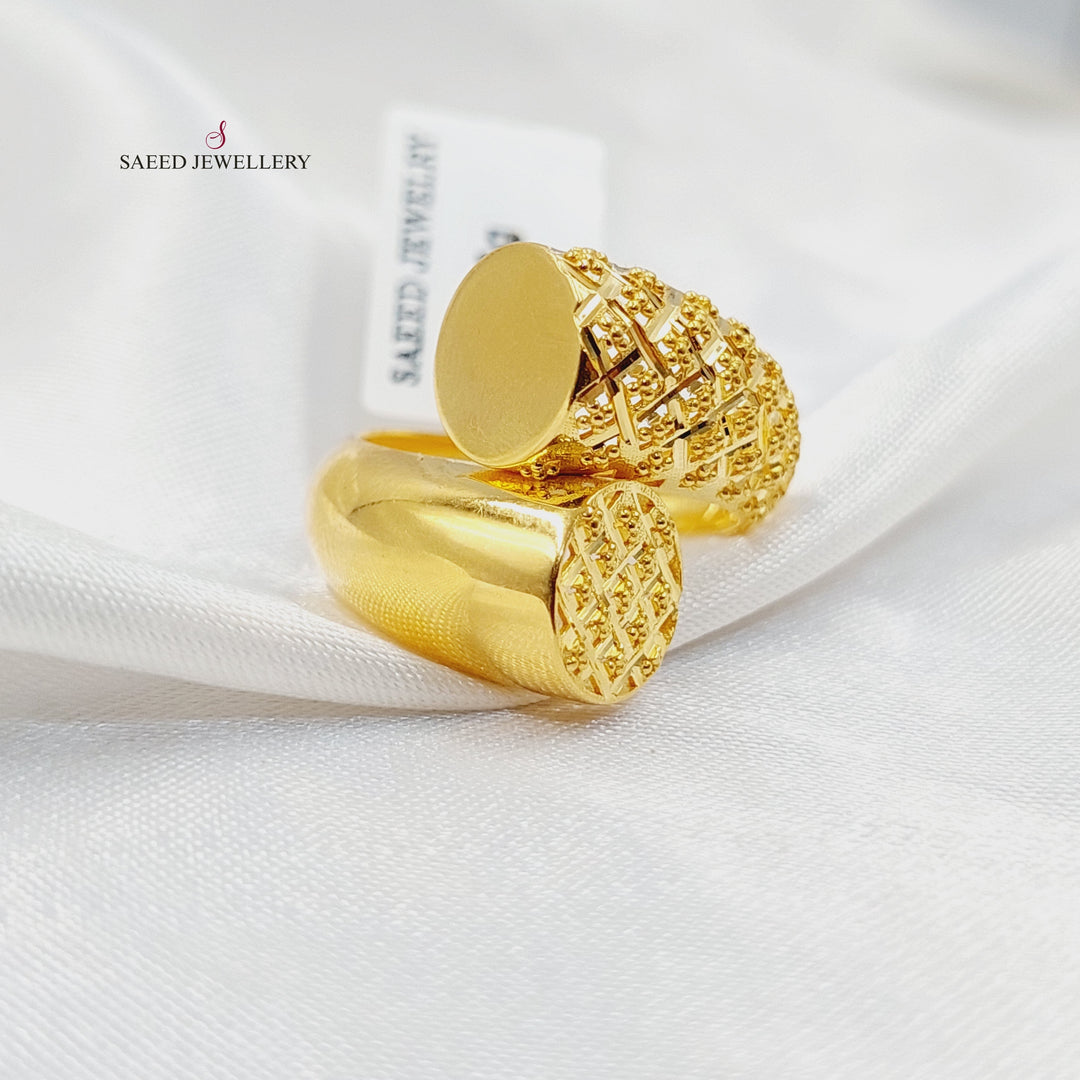 Engraved Ring  Made of 21K Yellow Gold by Saeed Jewelry-30996