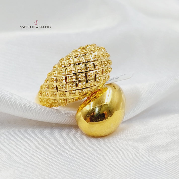 Engraved Ring  Made of 21K Yellow Gold by Saeed Jewelry-30997